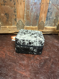 WL Small Blk/White Hide Jewelry Case
