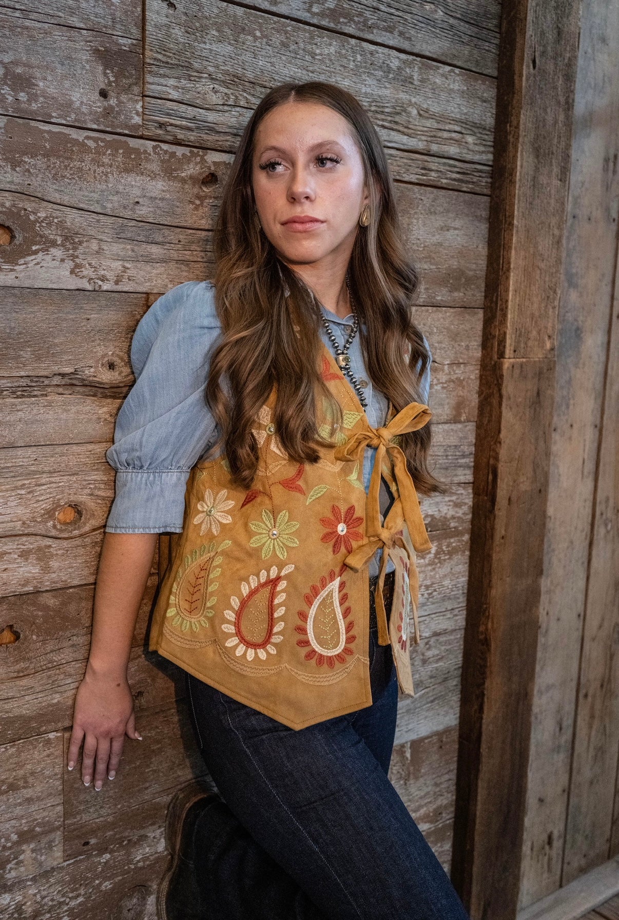 ES Paisley Faux Suede Vest