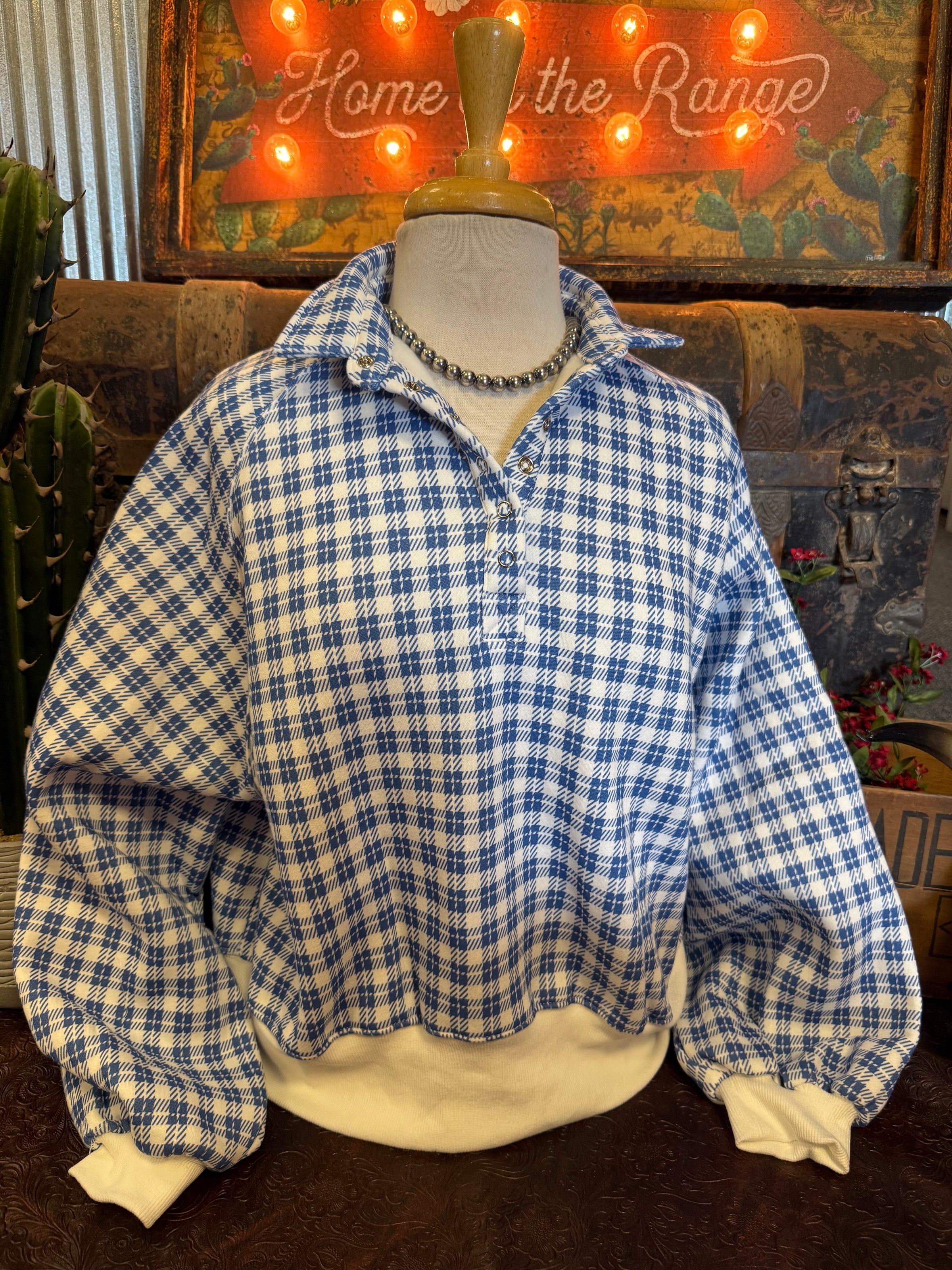 PM Blue Plaid Pullover
