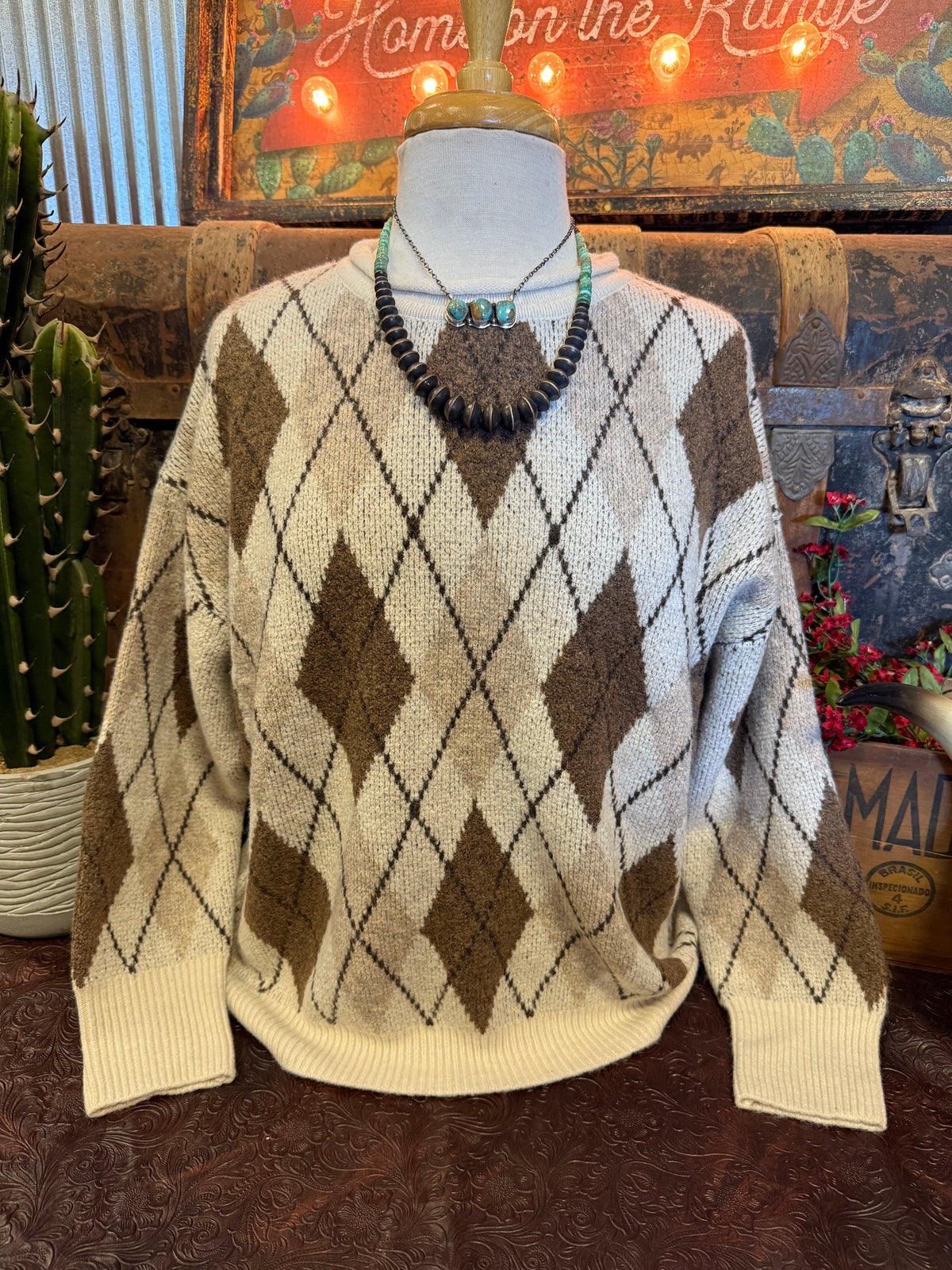 BP Cream Argyle Sweater