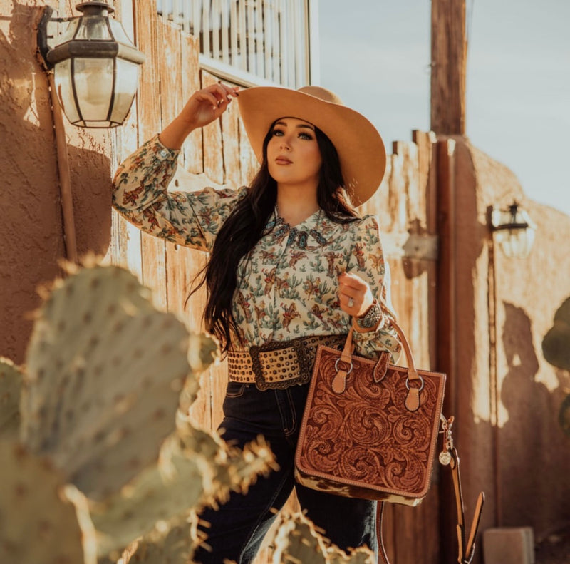 TH Retro Cactus Cowboy Blouse
