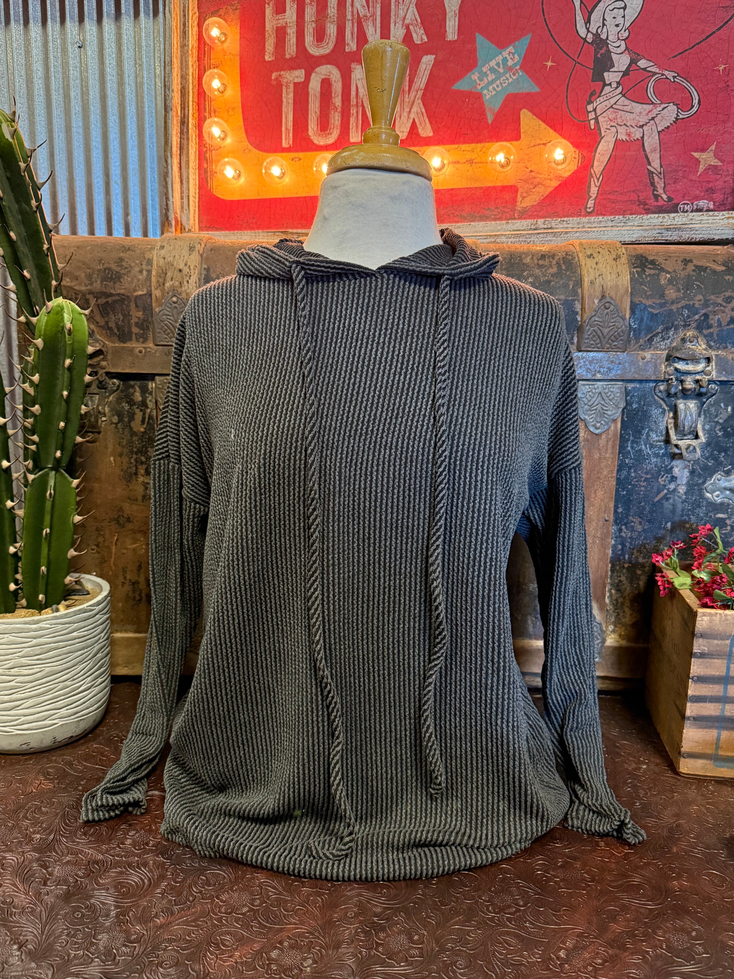 PS Charcoal Ribbed Hoodie