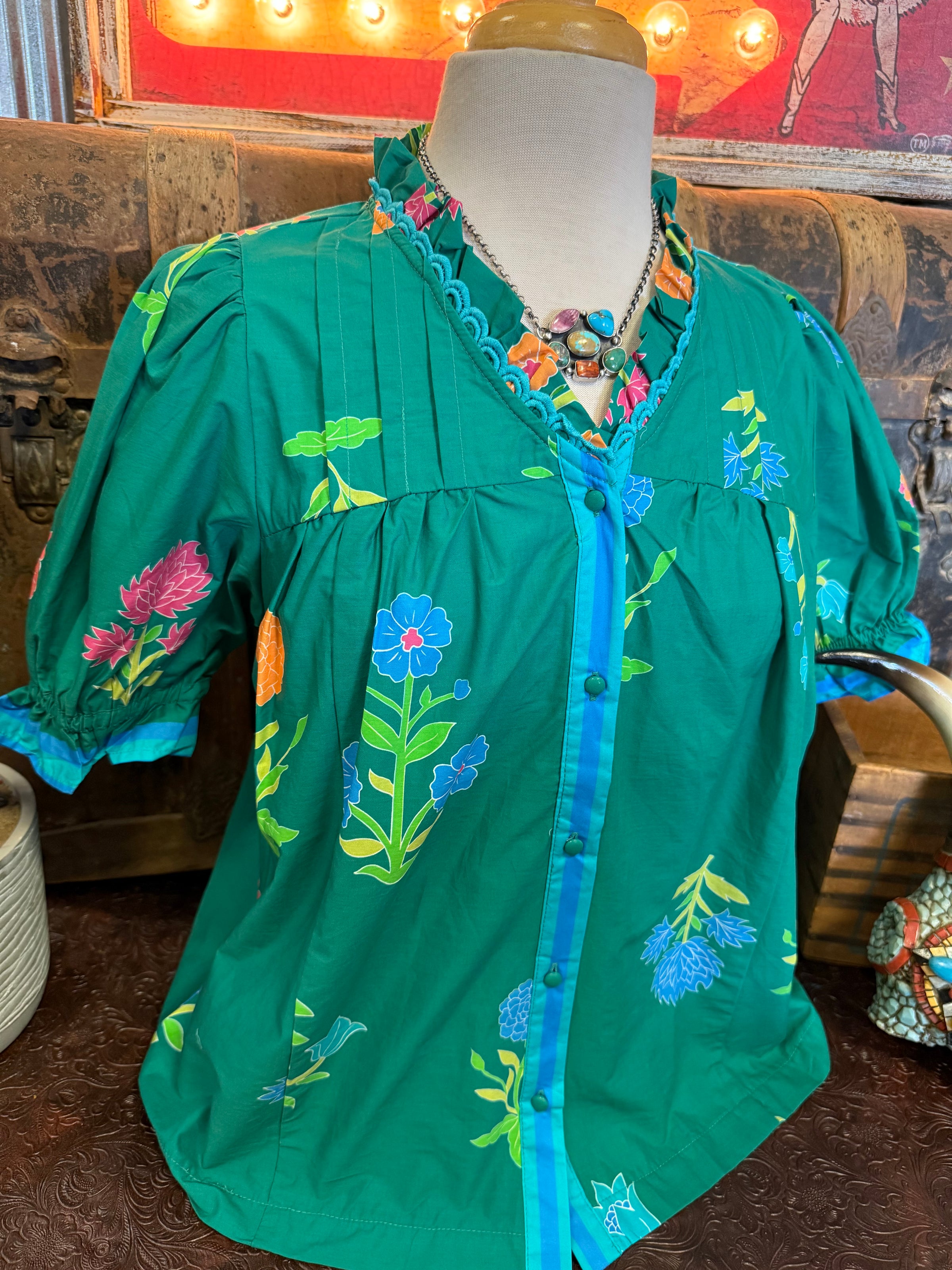 UM Green Floral Short Sleeve