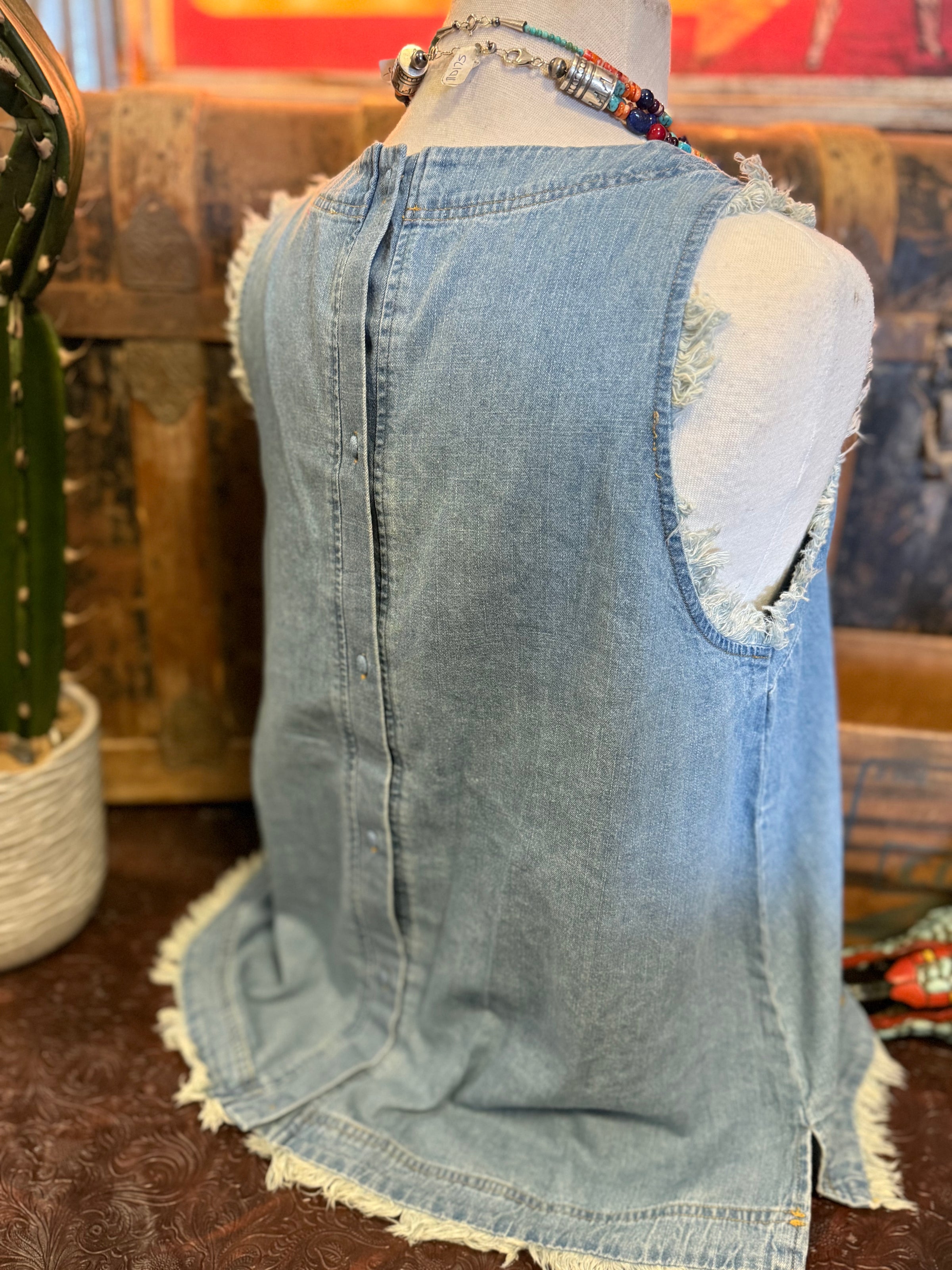 UM Light Denim Frayed Sleeveless