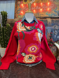 JD Red Floral Sweater