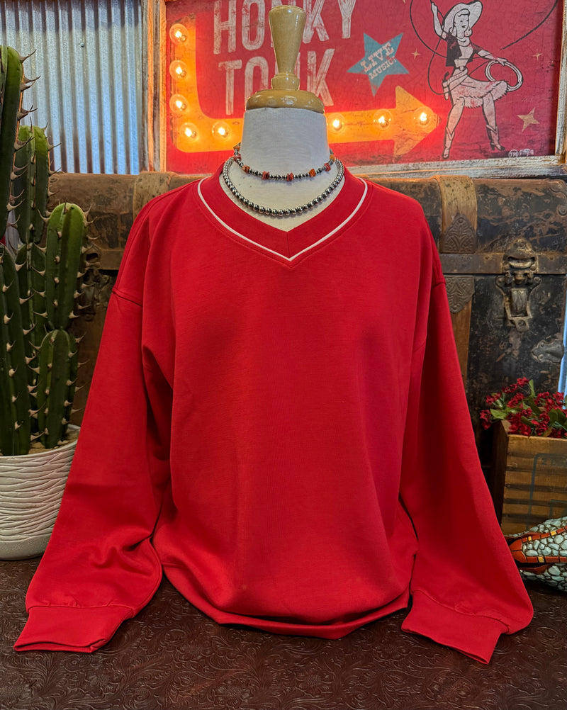 RM Red/White V Neck