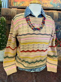 ES Tan Multi Color Stripe Sweater