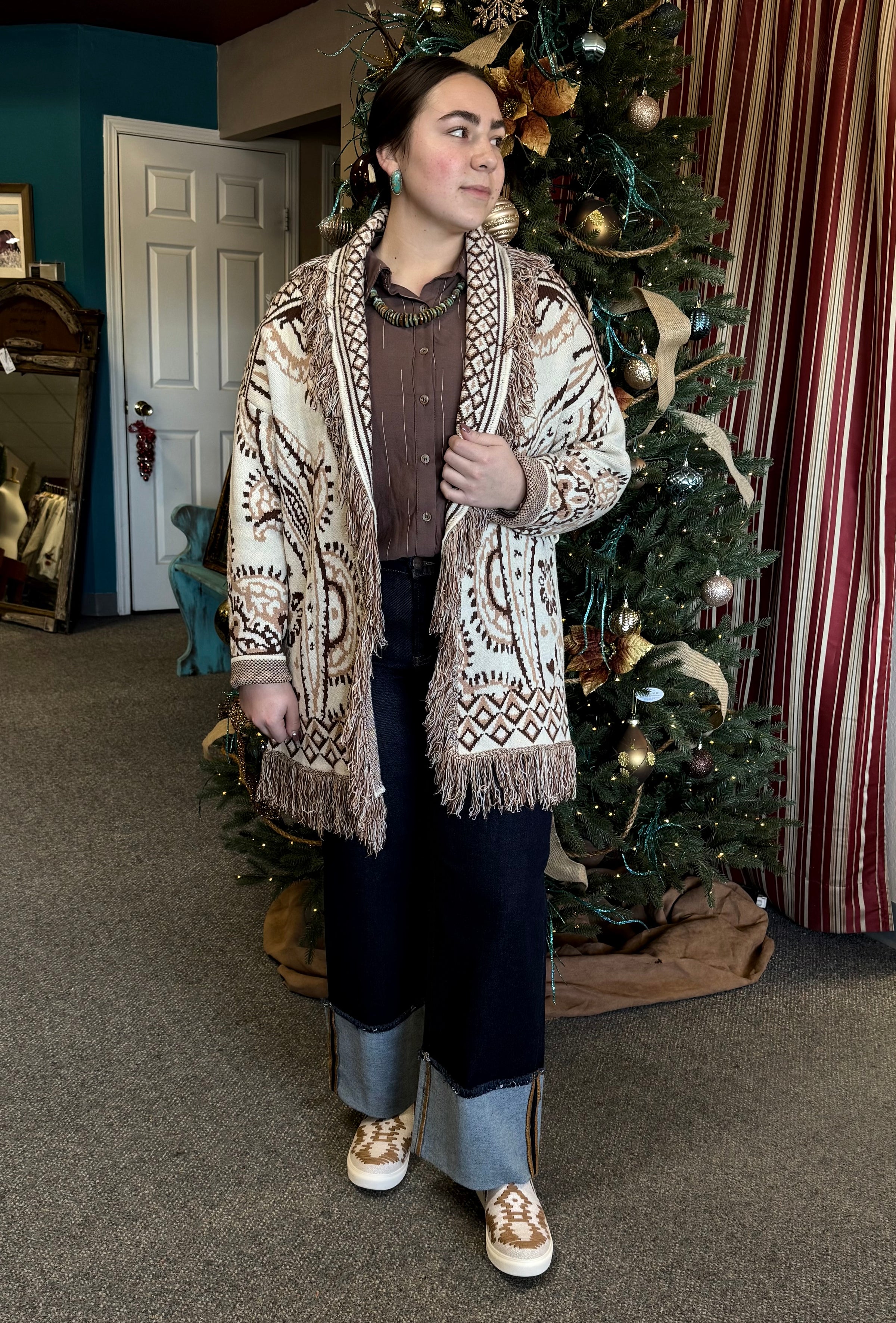 DD Mocha Fringe Cardigan