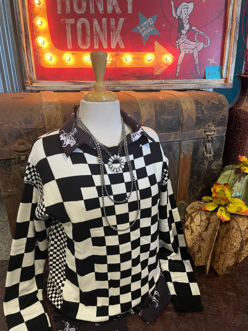 PB Checker Black Sweater