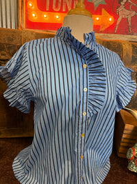 EN Blue Stripe Ruffle