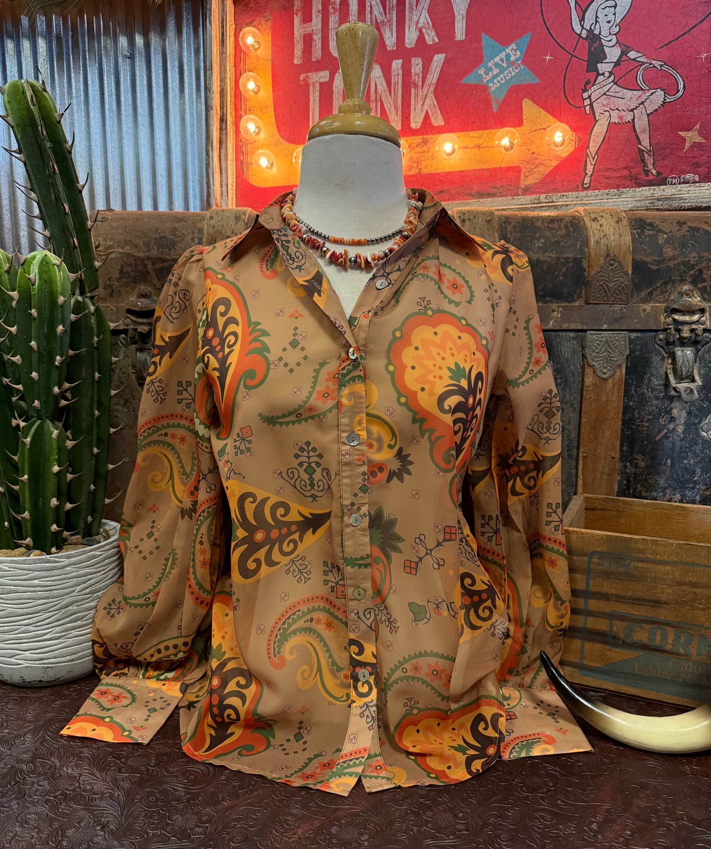 TH Brown Paisley Blouse