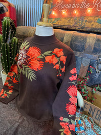 EN Chocolate Coral Floral Sweater