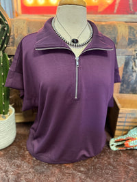 UM Plum Half Zip SS
