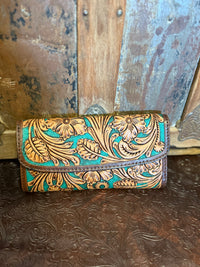 AD Turquoise Tooled Leather Wallet