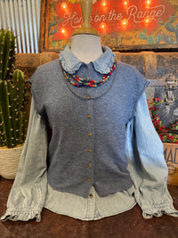 BP Denim Blue Sleeveless Cardigan