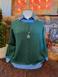 SS Green 3/4 Sleeve Sweater