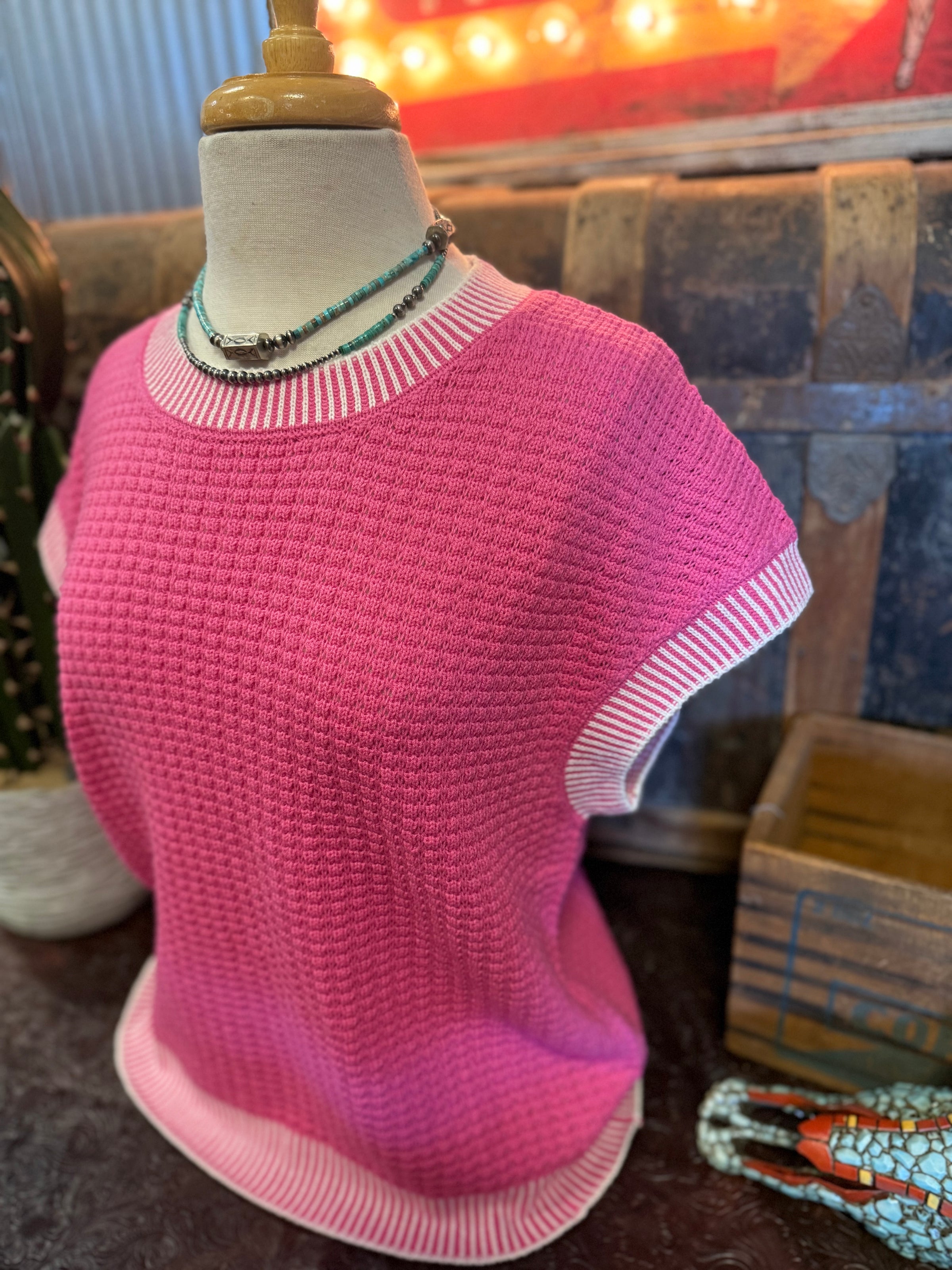 VJ Hot Pink Sweater Vest