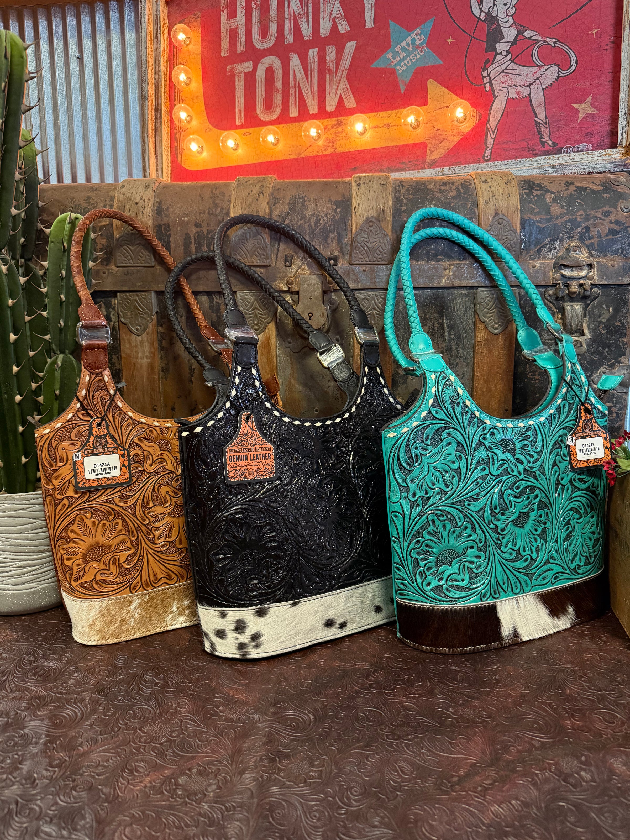WL Tooled Cowhide Purses