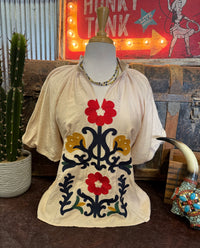 UM Tan Floral Short Sleeve