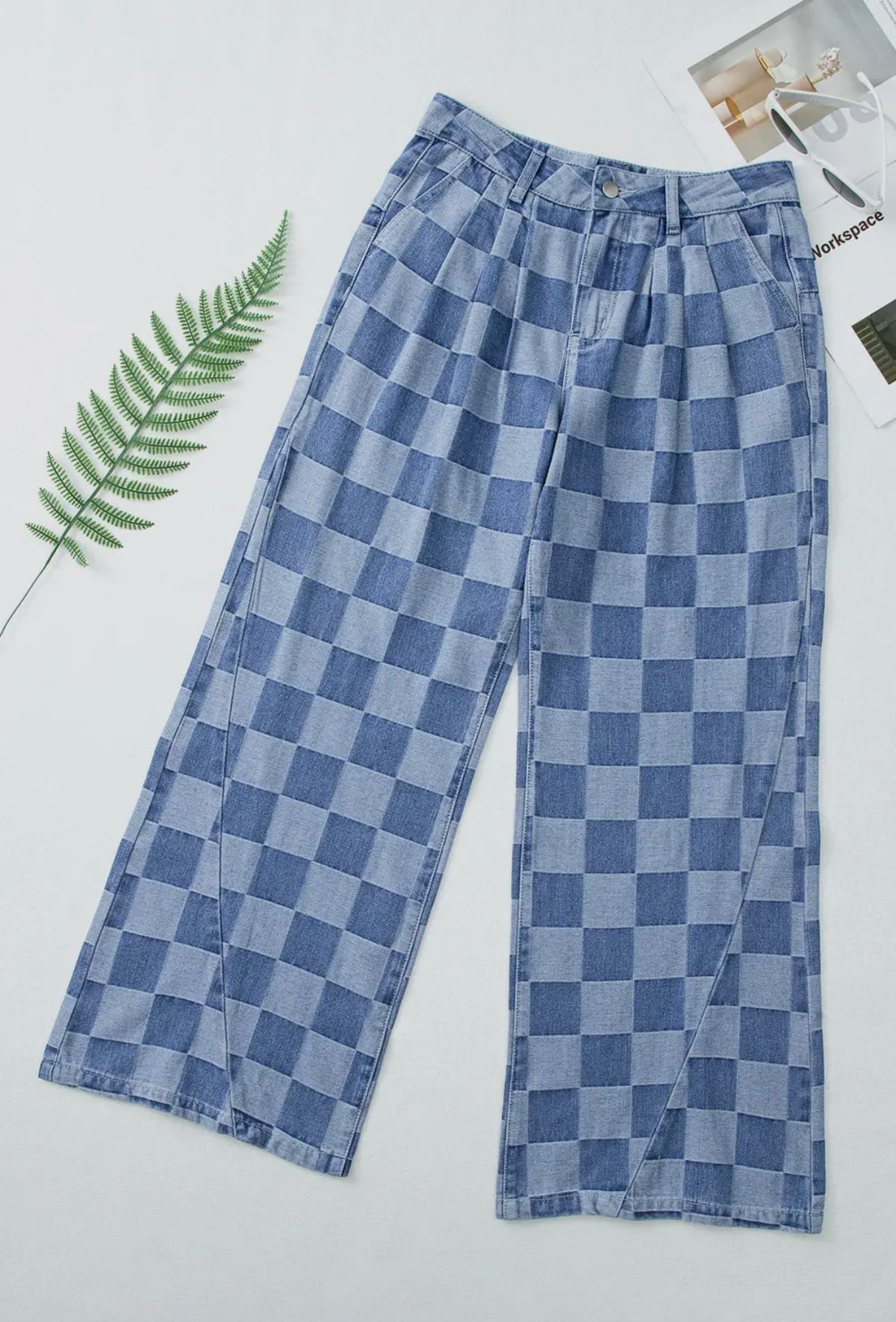 PB Checkered Denim Pants