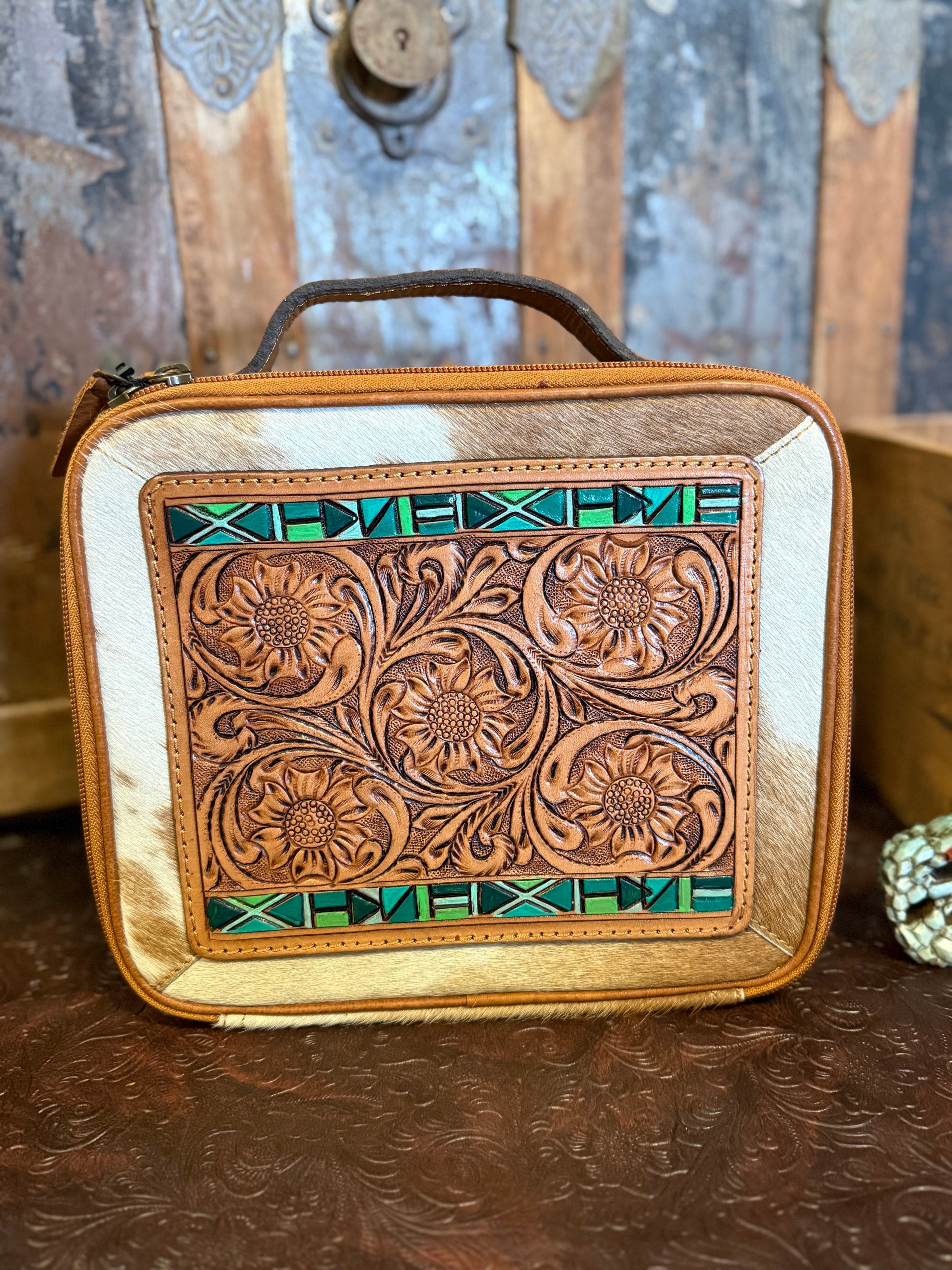 AD Brown/Turq Jewelry Case