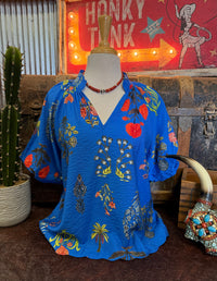 UM Blue Floral Short Sleeve