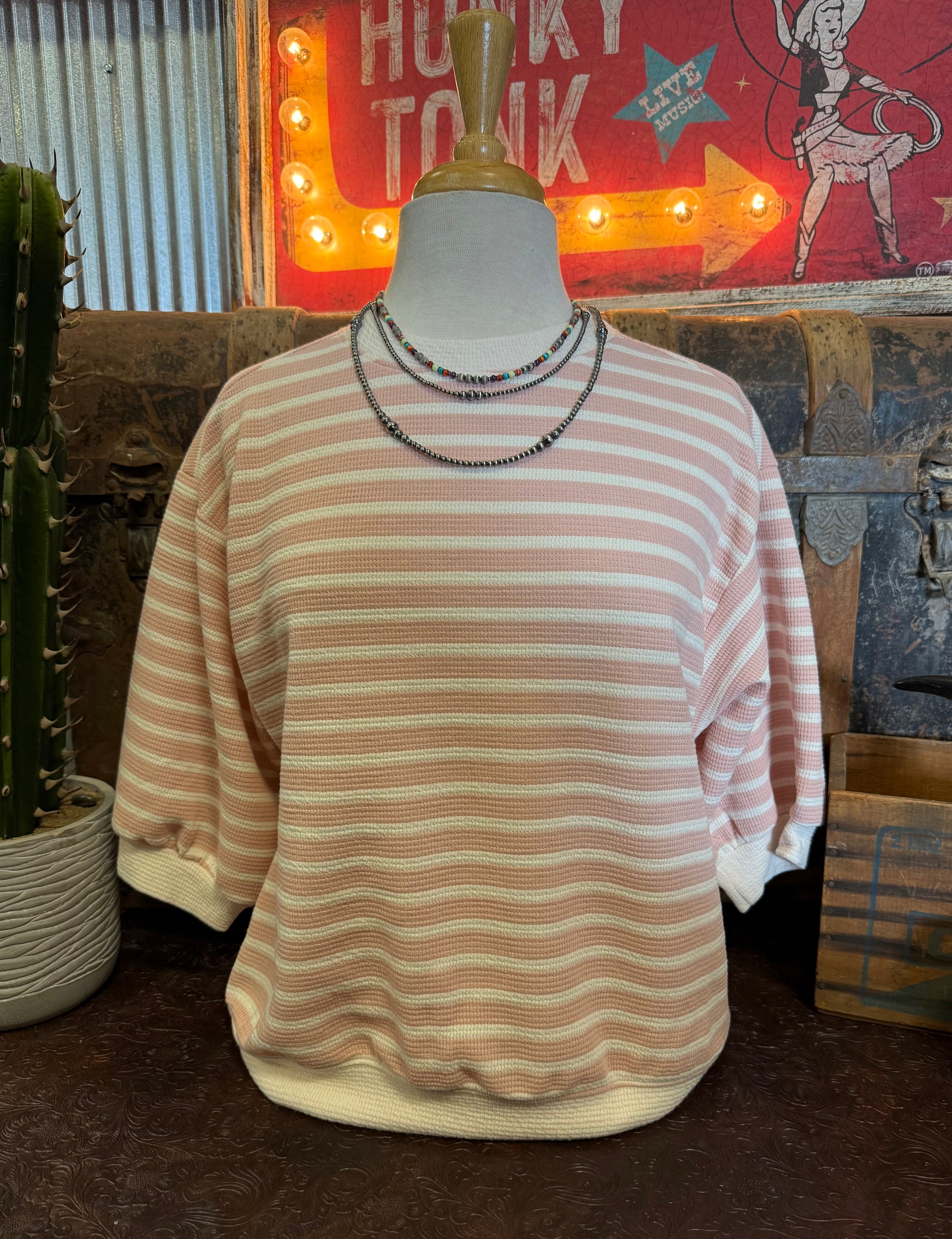 TB Pink/White Stripe Top