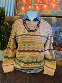 ES Tan Multi Color Stripe Sweater