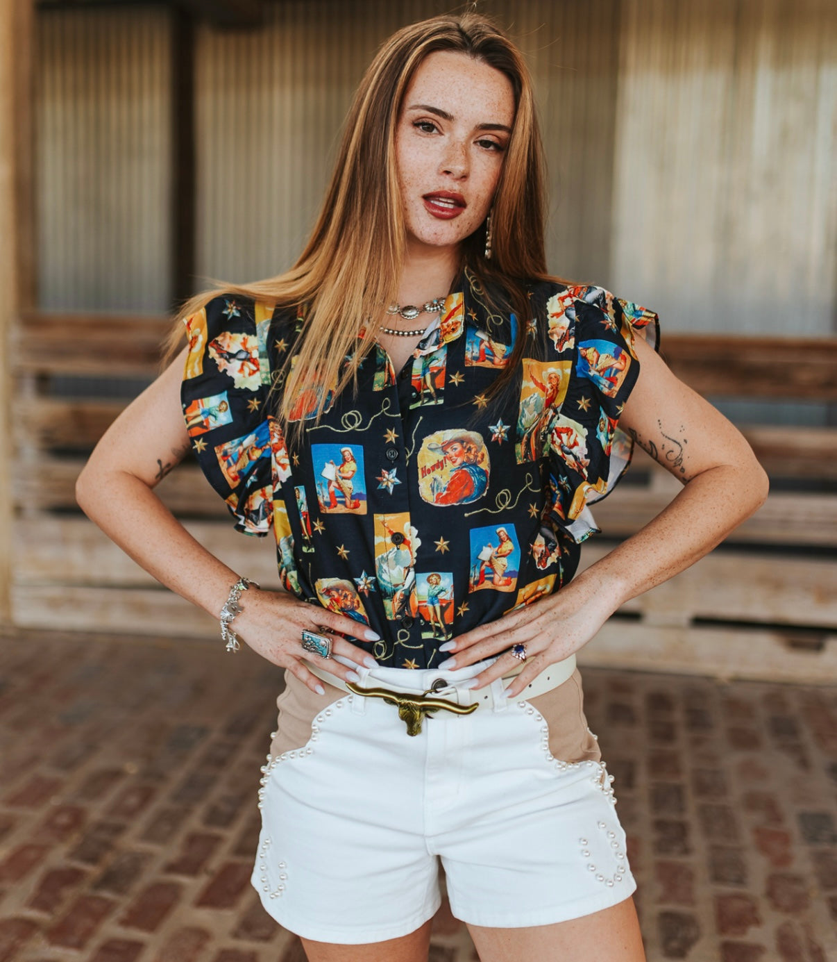 LB Cowgirl Collage Top