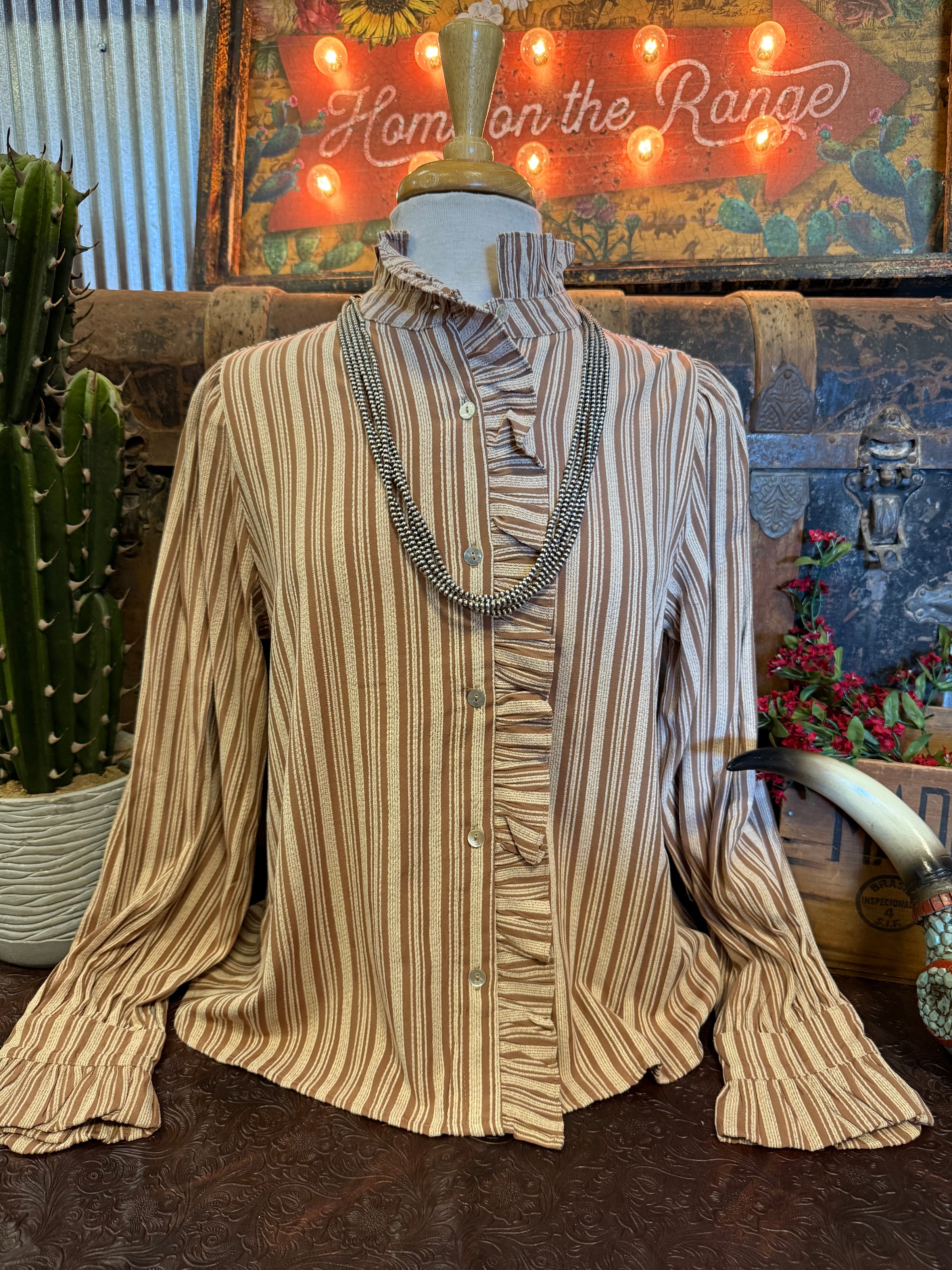 JD Brown Stripe Ruffle BU
