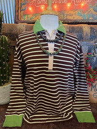 JD Brown Stripe/Green Trim