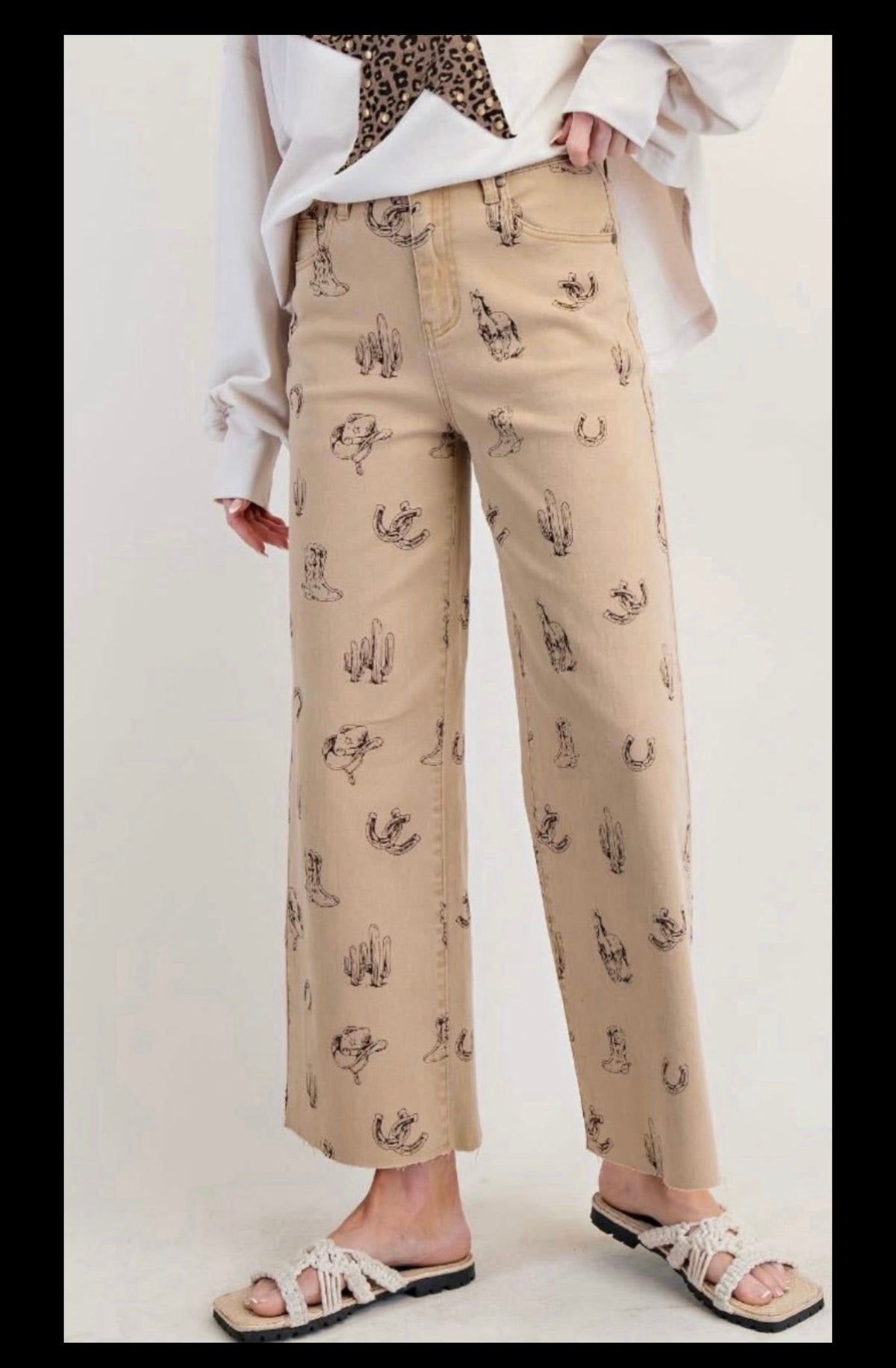 ES Tan Western Print Pants
