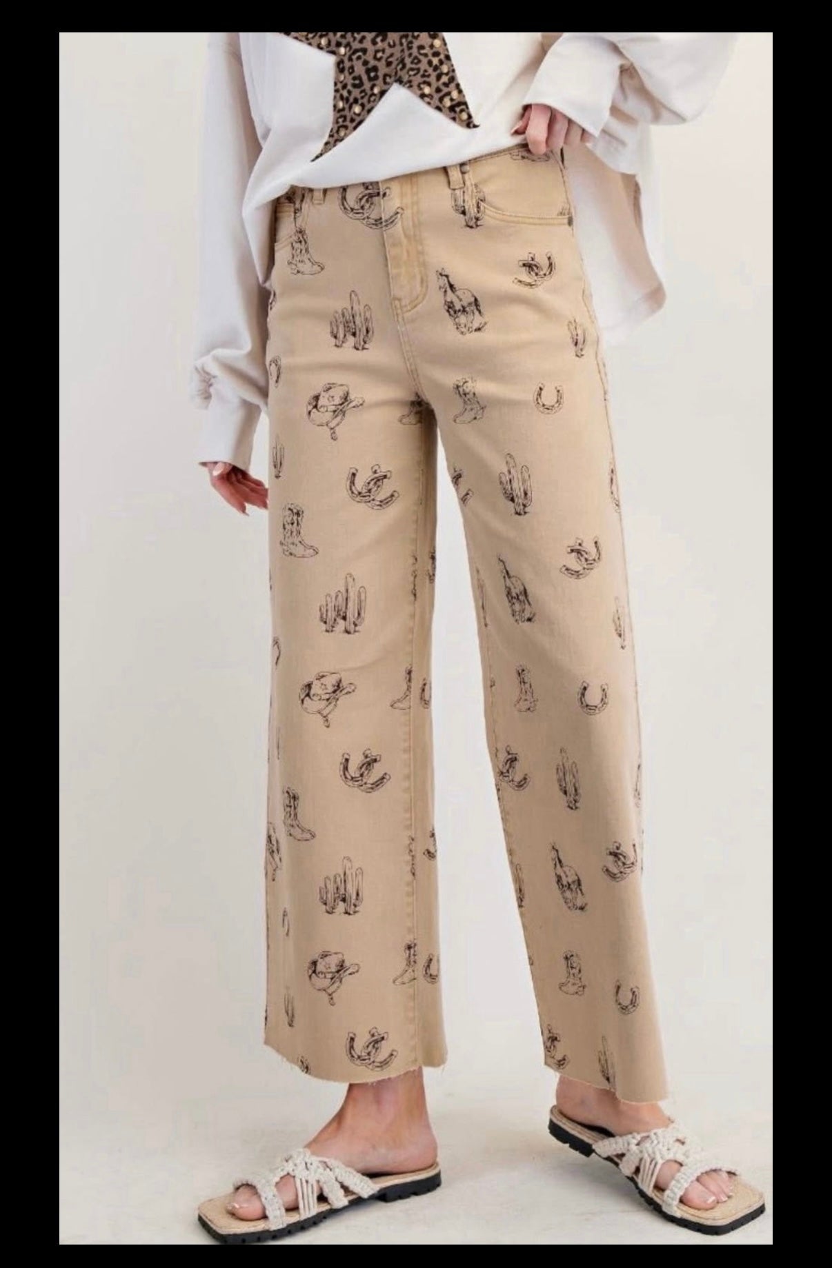 ES Tan Western Print Pants
