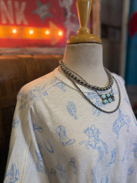 VJ LT Blue Western Tee