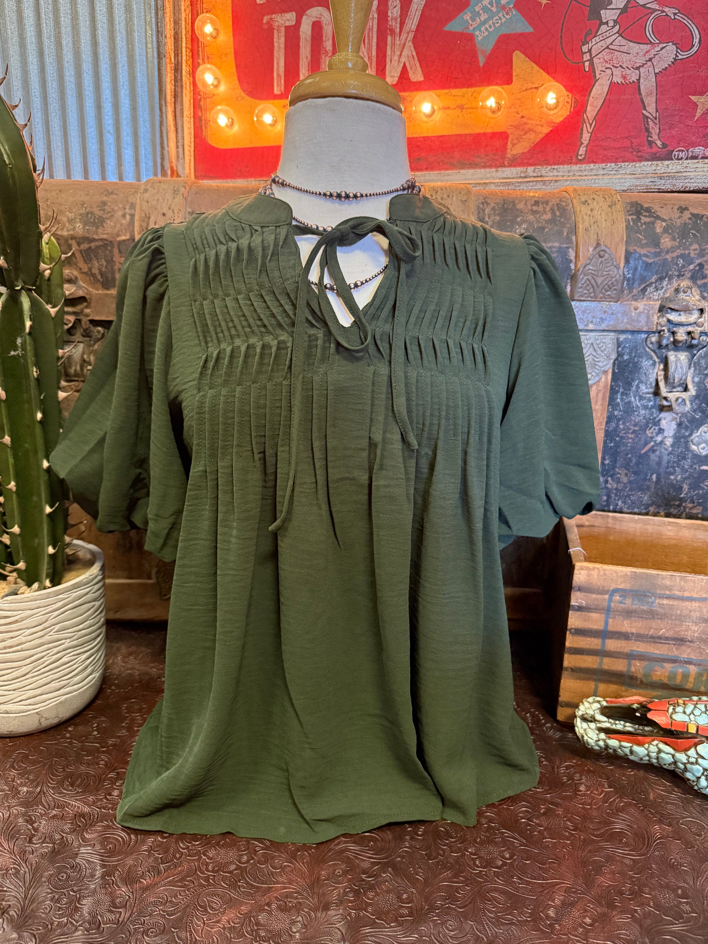 SS Olive Puff Sleeve
