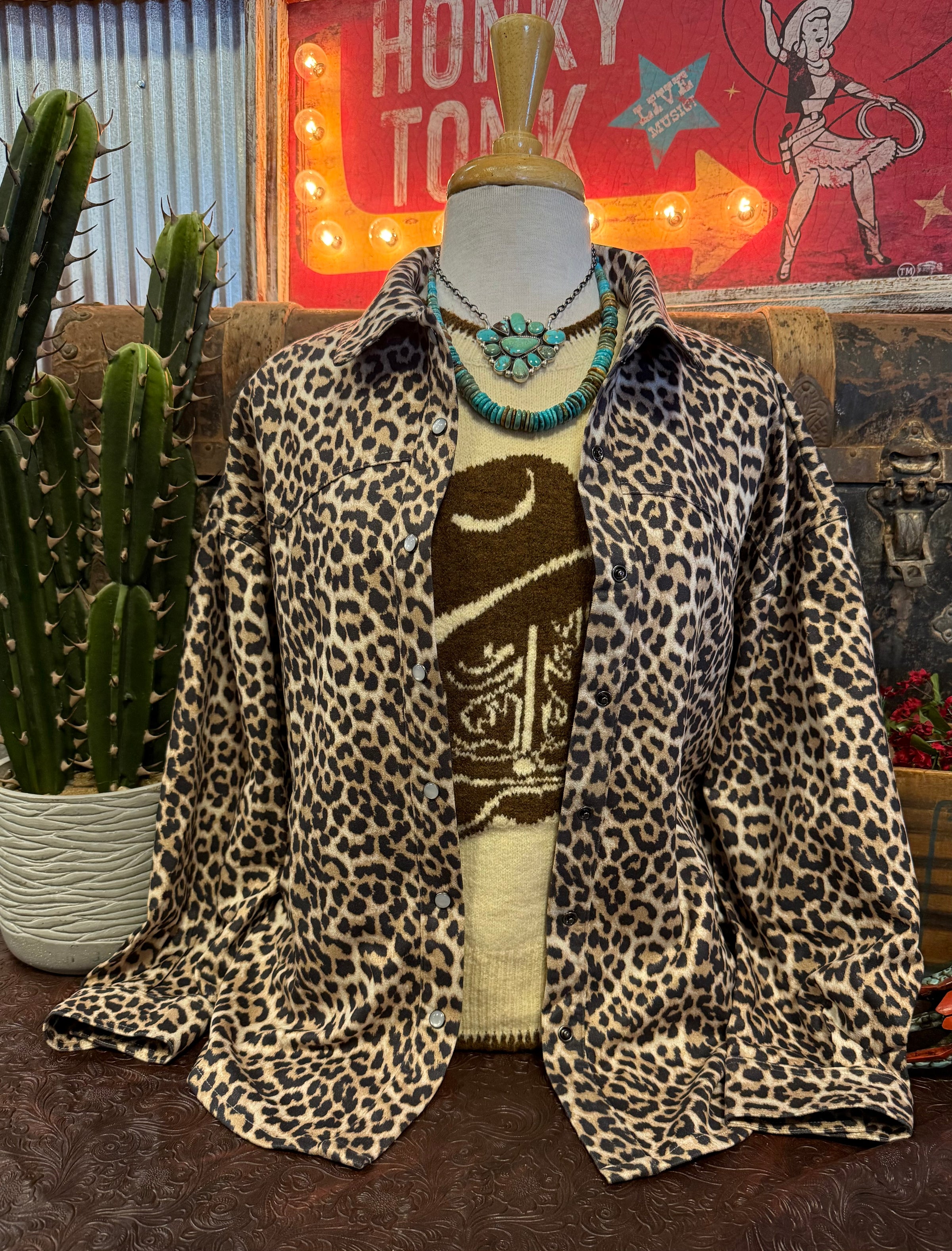 VJ Leopard Button Up
