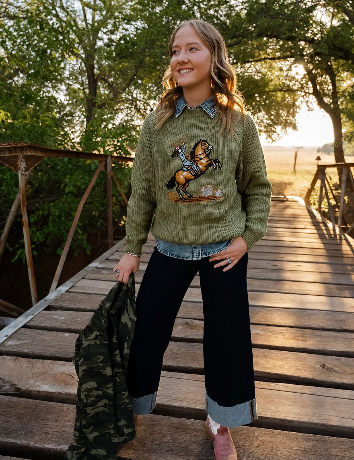 AW Green Cowgirl Sweater
