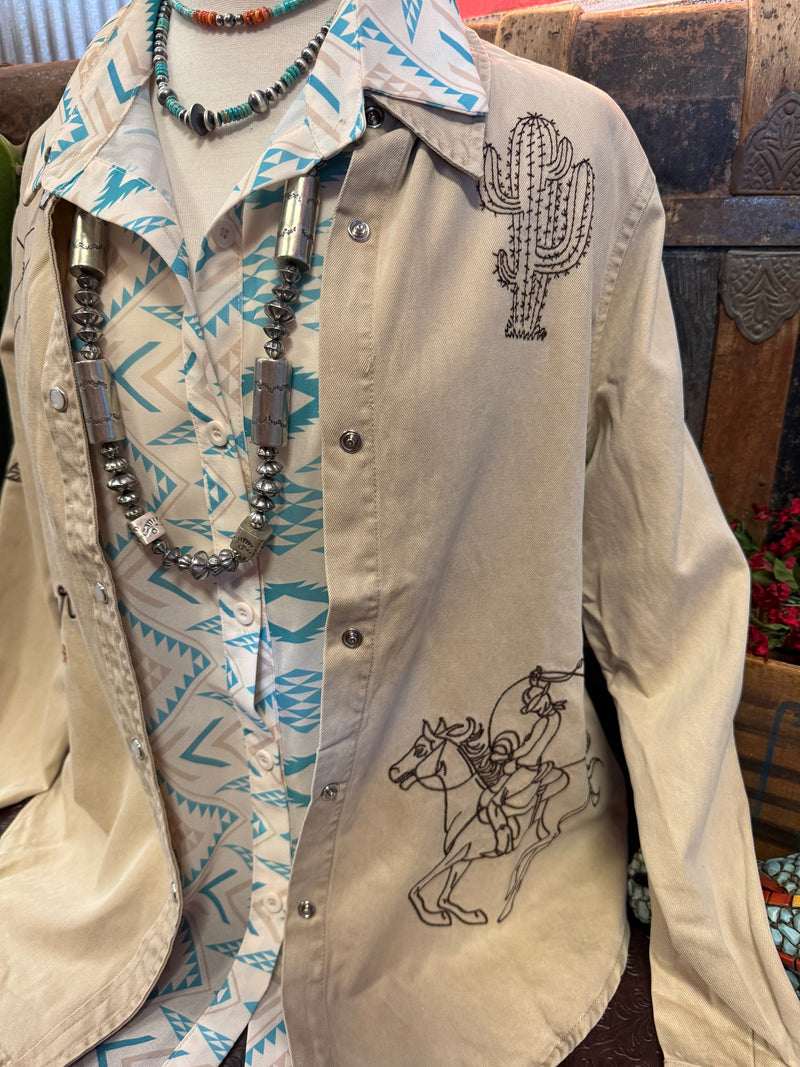 BB Tan Round Up Button Up