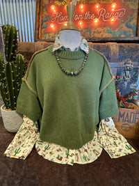 MR Olive Short Sleeve Sweater