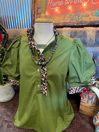 EN Olive Leopard Bubble Sleeve
