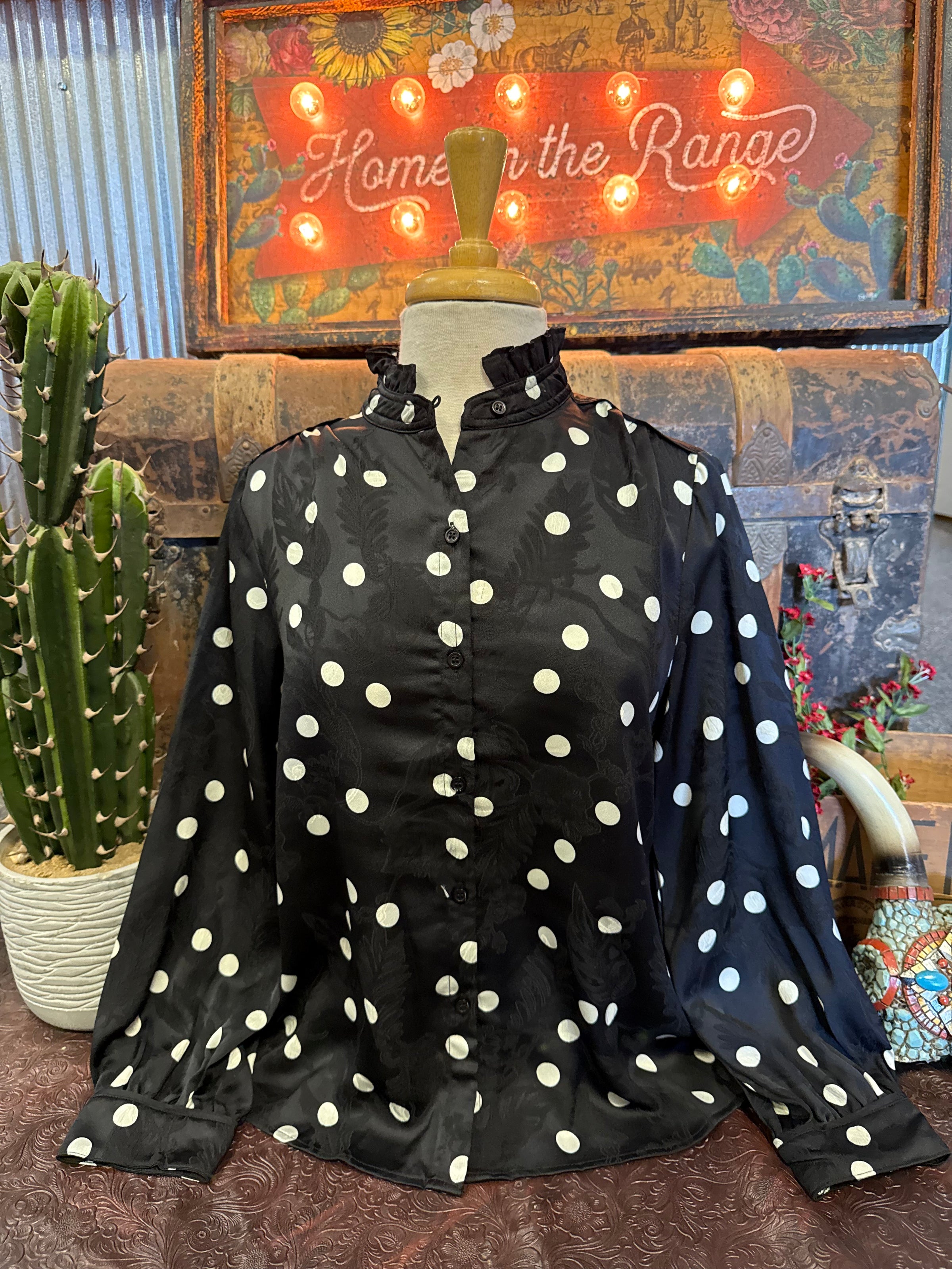 EE Black White Polka Dot BU LS