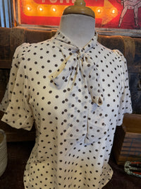 SS Cream Polka Dot Bow Top
