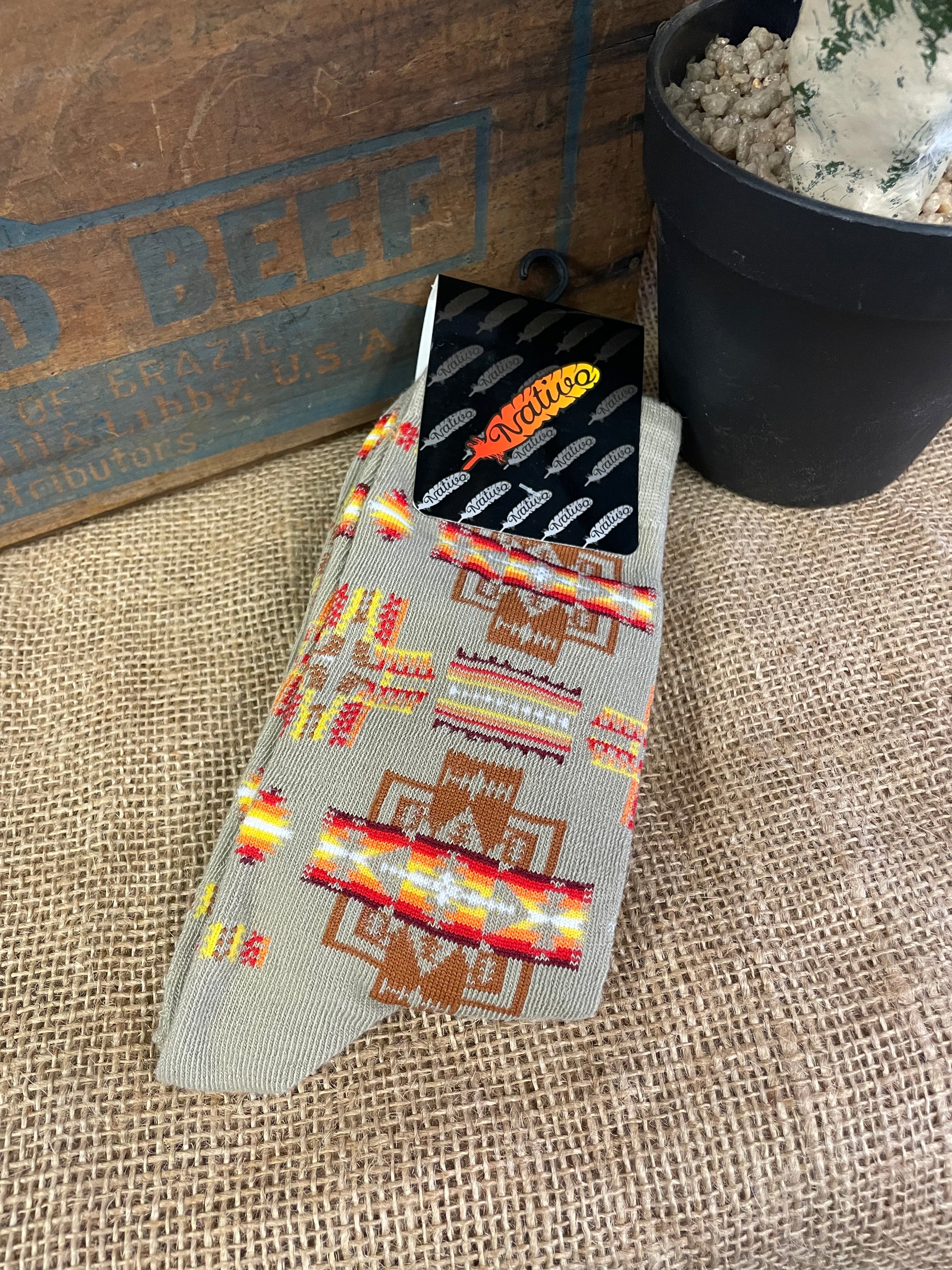 NT Tan/Brown Aztec Socks