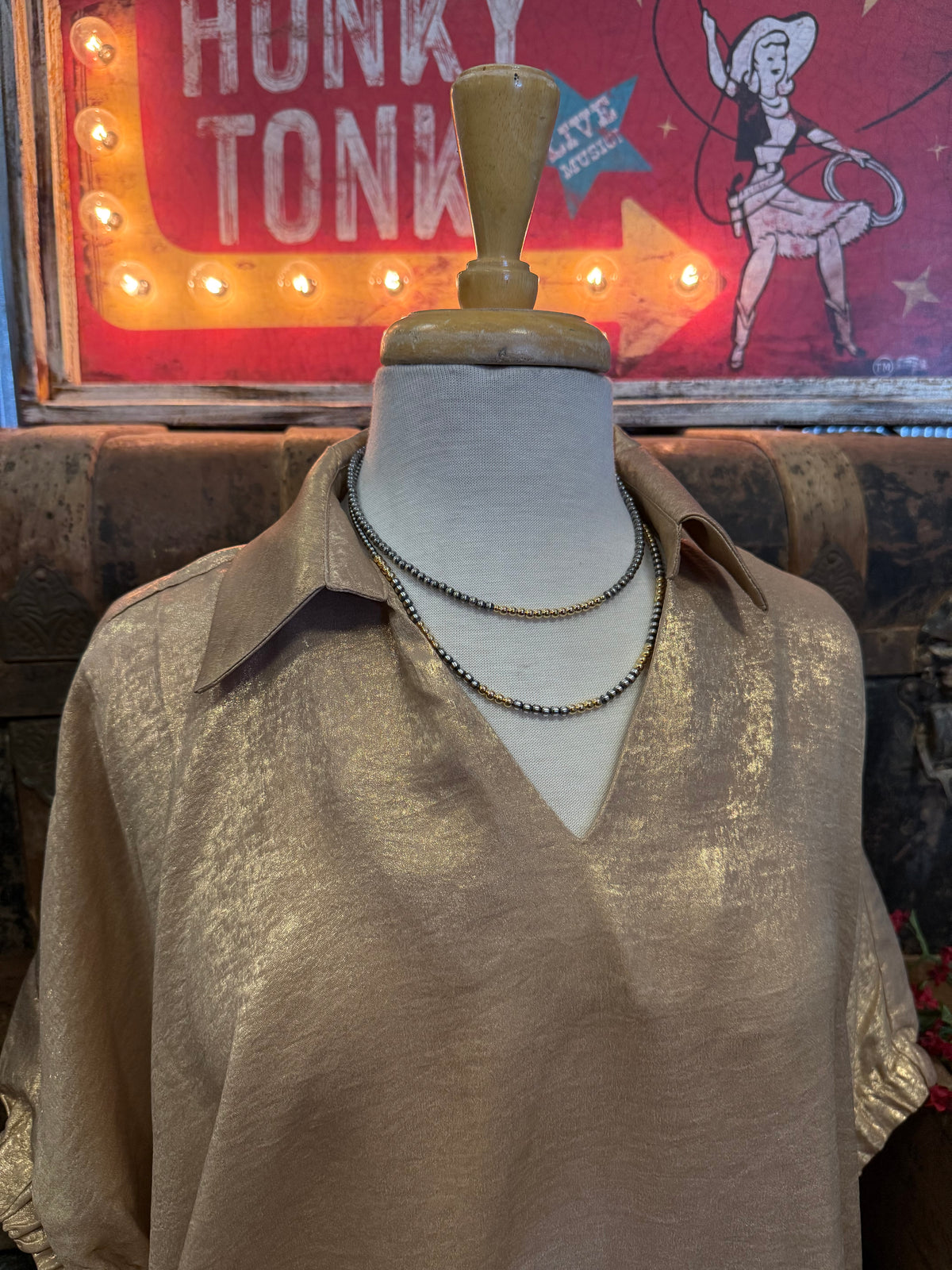 JD Taupe Metallic Top