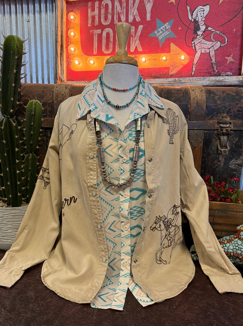 BB Tan Round Up Button Up