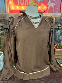 UM Brown Ruffle LS