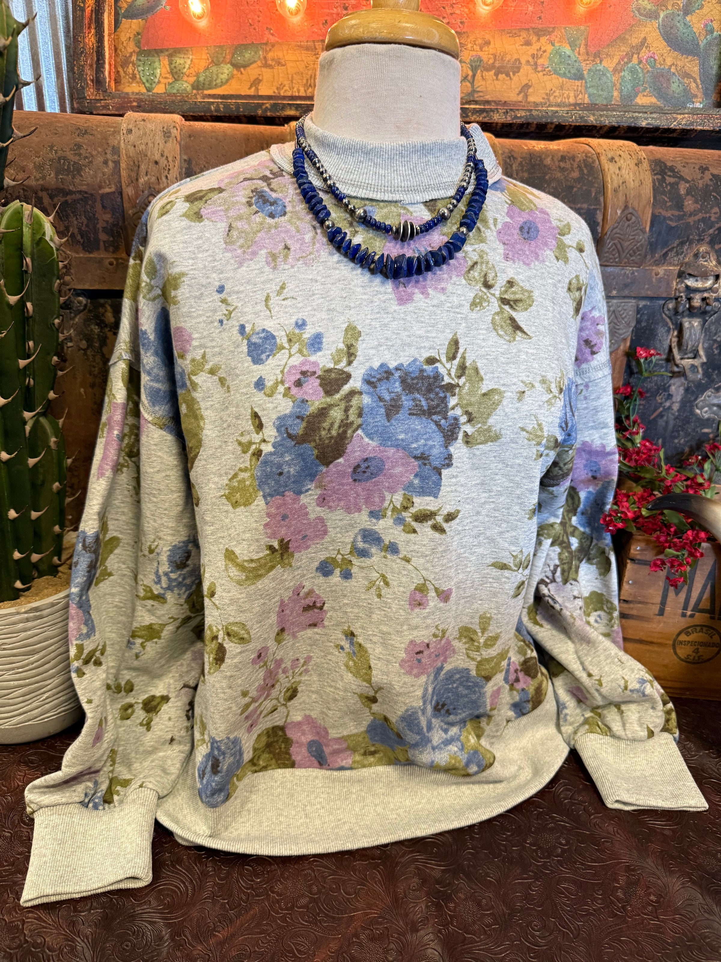 VJ Grey Floral Sweatshirt