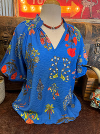 UM Blue Floral Short Sleeve