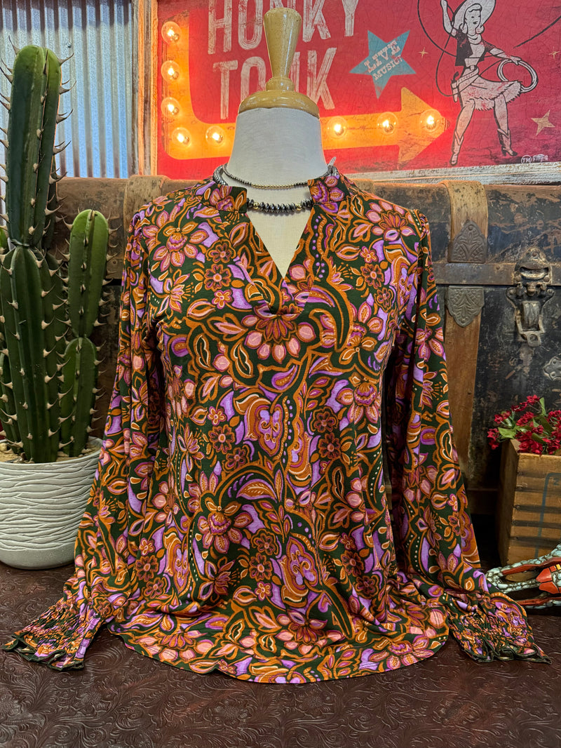 DS Rust Floral LS