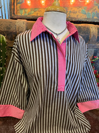 SS Chocolate/Pink Stripe 3/4